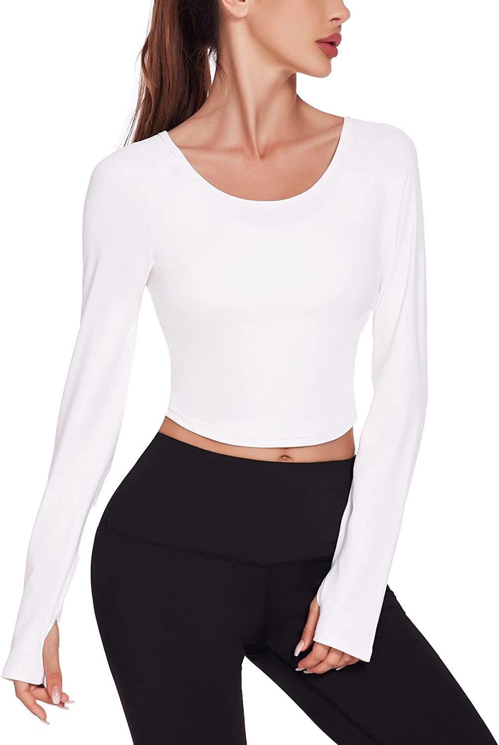 Compuye Women's Long Sleeve Crop Tops 