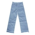 thumbnail image 5 of Ticikt Womens High Waisted Raw Hem Jeans Stretchy Wide Leg Frayed Straight Denim Pants,Color:Blue,Size:L, 5 of 5