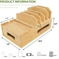 thumbnail image 2 of HLONK Bamboo Charging Station for Multiple Devices  Desk Docking Station with Removable Divider Slots and Drawer  Bedside Charging Station Compatible with Smartphone  Tablet  Laptop  Earp, 2 of 8