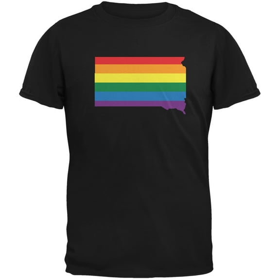 South Dakota LGBT Gay Pride Rainbow Black Adult T-Shirt - Small
