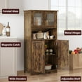 thumbnail image 6 of 50.4" Tall Farmhouse Bathroom Cabinet with Glass Doors, Adjustable Shelves & Anti-Tip Hardware – Freestanding Engineered Wood Storage for Bathroom, Kitchen, Living Room, Brown, 6 of 8