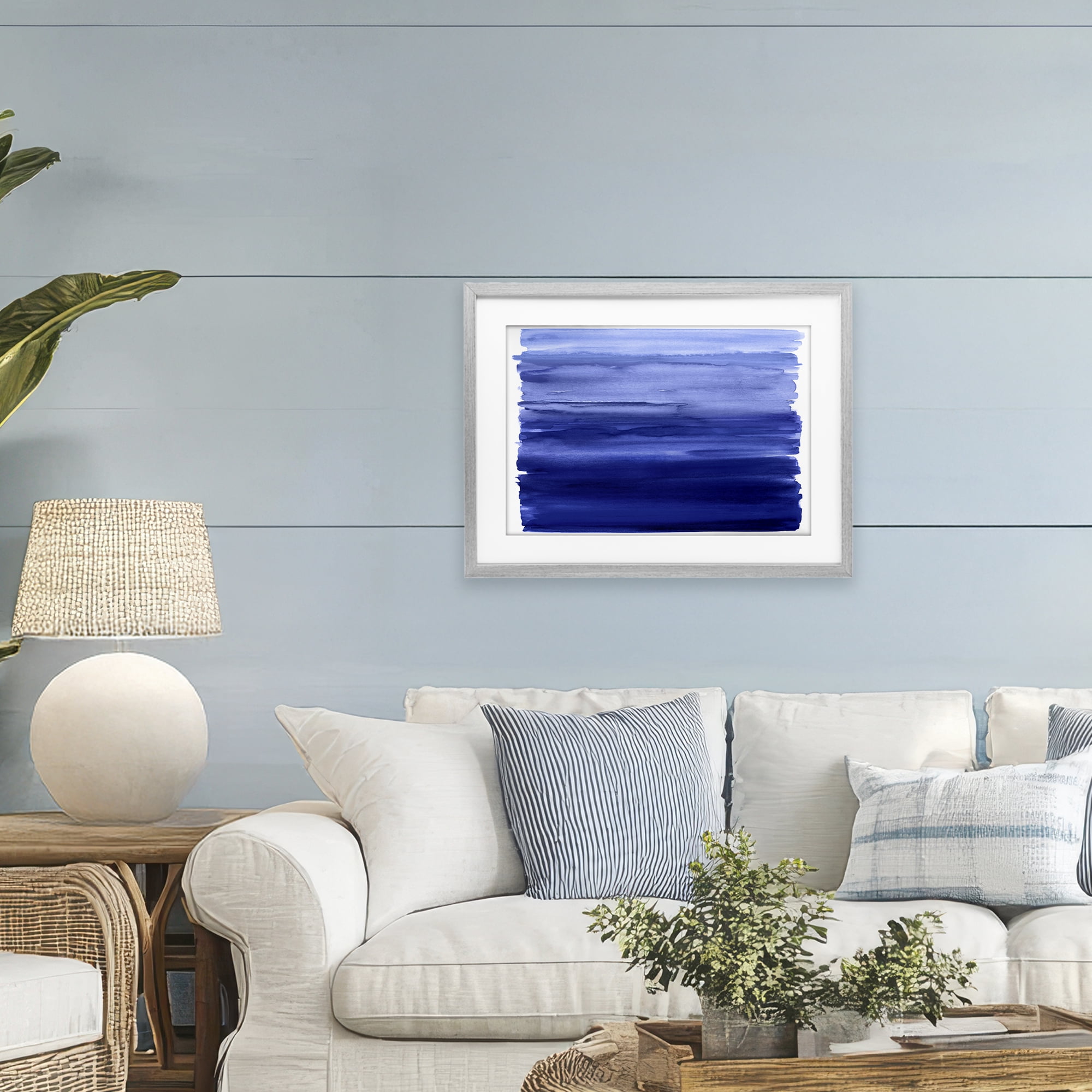 Stupell Industries Oceanic Ombre Blue Gray Framed Print Under Glass, design by Allie Corbin