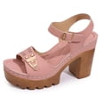 thumbnail image 4 of Viluyesy Womens Block Heeled Sandals, Open Toe Adjustable Strap Slingback Fashion Dressy Platform Shoes Pink US6, 4 of 9