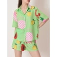 thumbnail image 3 of Michellecmm  Women Summer Set, Fruit Print Short Sleeve Shirt Drawstring Shorts, 3 of 9