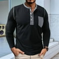 thumbnail image 2 of Men'S Henley Shirts Raglan Long Sleeve Casual Slim Fit Fashion T-Shirts Black XXL, 2 of 4