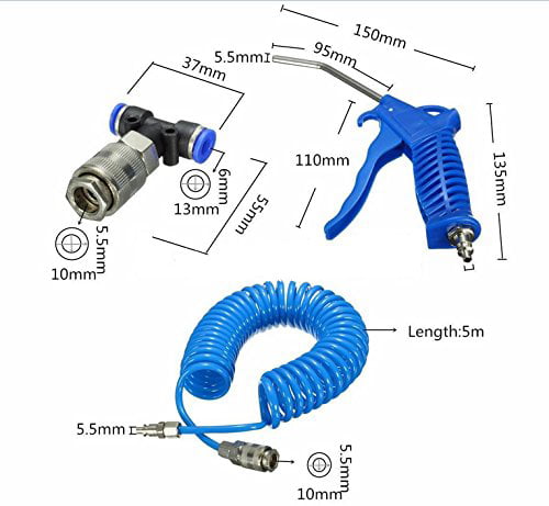 Air Duster Blow Gun And 5m Recoil Hose Truck Lorry Dust Blower Cleaning Hose STK