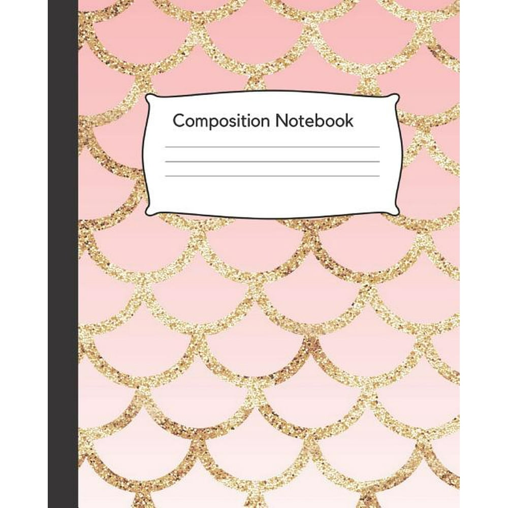 Composition Notebook Mermaid Composition Notebook Glitter Design, Pink