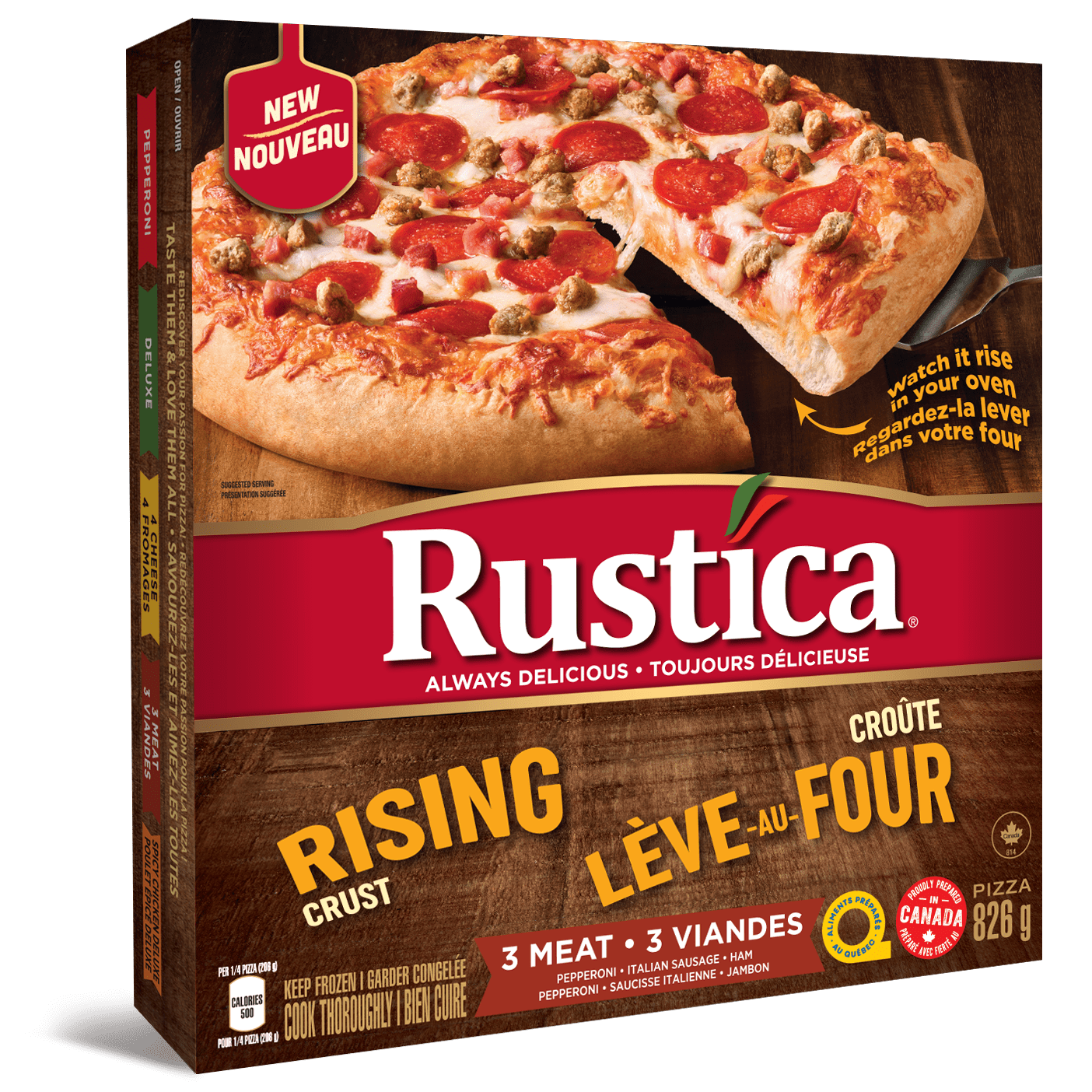 RUSTICA RISING CRUST 3 MEAT PIZZA, RUSTICA RISING CRUST 3 MEAT PIZZA