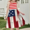 thumbnail image 3 of Odeerbi Niñas Día de La Independencia Vestido de Deslizamiento En Capas de Línea de Verano Patriótico Estrella Raya Vestido de Correa Casual, 3 of 9