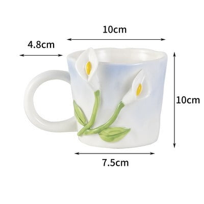 

Homeex Premium Floral Hand Kneaded Ceramic Tulip Mug Calla Lily