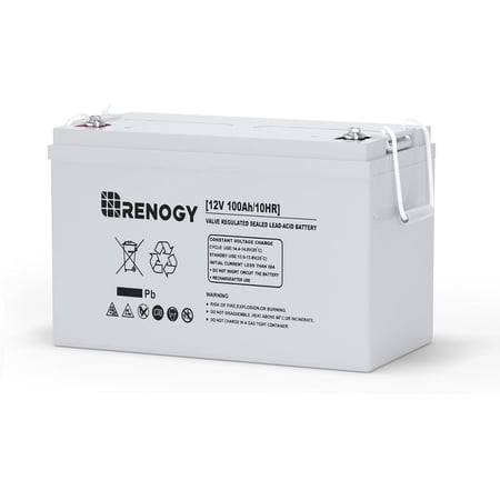 Renogy 100Ah Deep Cycle AGM Battery 12 Volt, 1100A Max Discharge Current, Safe Charge Appliances, RVs, Marine, Solar, off-Grid