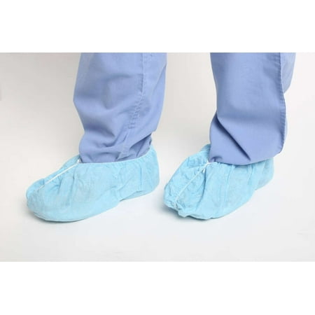 Shoe Covers, Disposable, Standard, Slip-Resistant, Spunbond Polypropylene, Universal, Blue (Box of 100), Fluid-resistant, durable polypropylene By MediChoice Ship from