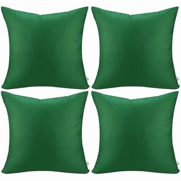 Chenchen 4-Pack 100% Cotton Comfortable Solid Decorative Throw Pillow Case Square Cushion Cover Sublimation Blank Pillow Covers DIY Throw Pillowcase for Sofa Couch(24x24 inch/ 60x60cm,Christmas Green)