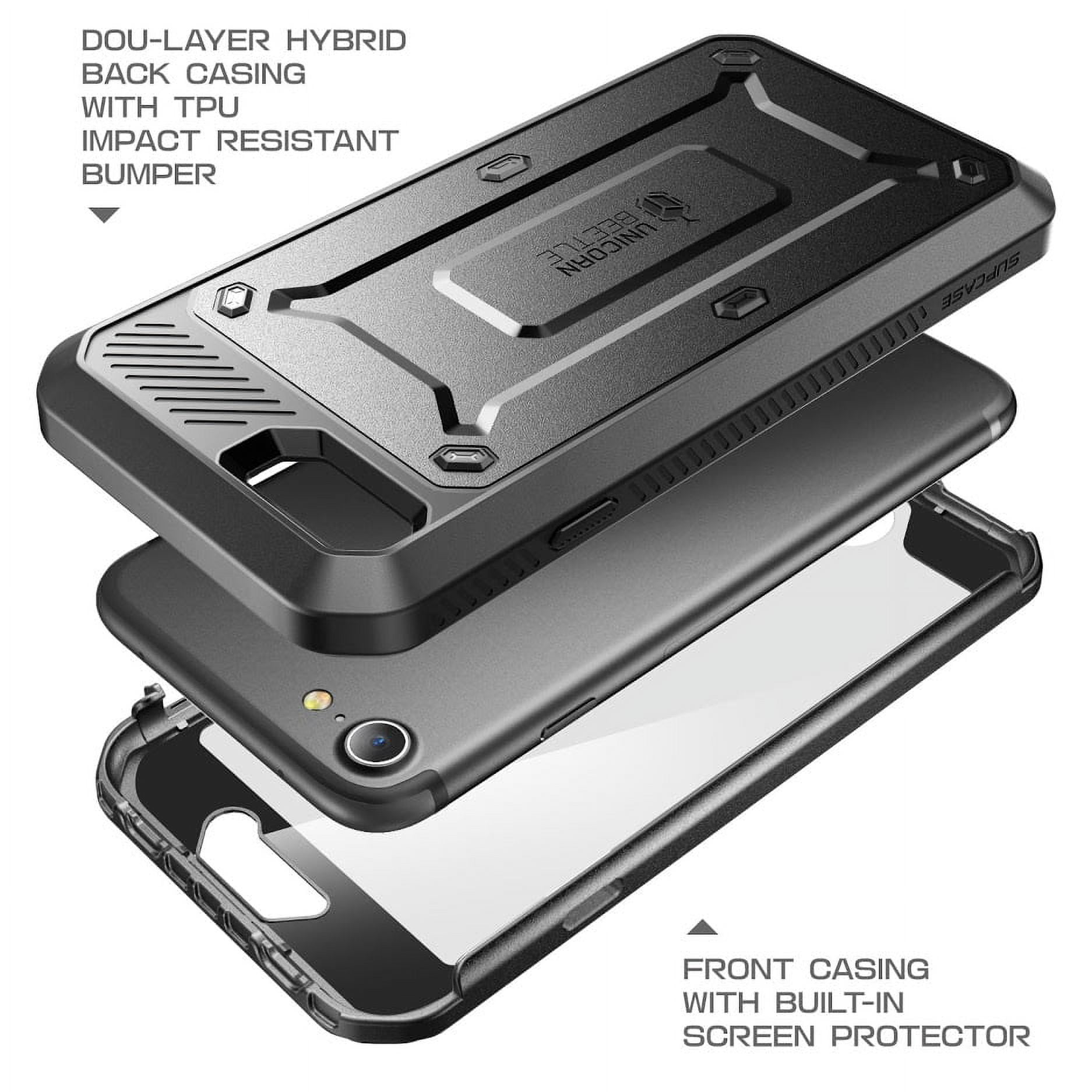 SUPCASE Unicorn Beetle Pro Series Case Designed for iPhone SE 3rd Gen (2022) / iPhone SE 2nd Gen (2020) / iPhone 7 / iPhone 8, Full-Body Rugged Holster Case with Built-In Screen Protector (Black)