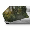 thumbnail image 3 of Landscape Soft Flannel Fleece Blanket, National Park in Cape Breton Highlands Canada Forest Path Trees Tranquility Photo, Cozy Plush for Indoor and Outdoor Use, 60" x 80", Blue Green, by Ambesonne, 3 of 6