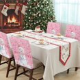 thumbnail image 4 of Christmas Pink Snowman Chair Covers Set of 1 Xmas Balls Snowflake Chair Back Covers Stretch Removable Washable Slipcovers Protector for Dining Room Kitchen Party Decor, 4 of 5