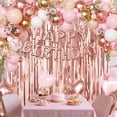 thumbnail image 2 of Rose Gold Birthday Decorations, Gold Pink Peach White Balloons Confetti Foil Balloons Happy Birthday Banner Butterfly Fringe Curtains birthday Decorations for Women Teens, 2 of 7