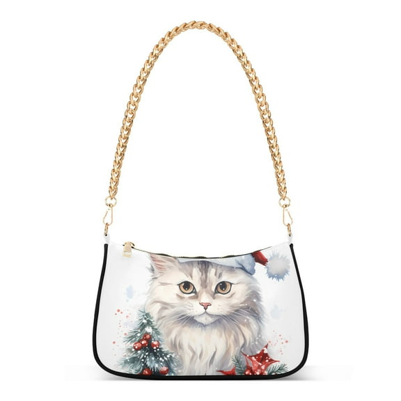 Cat Christmas SnowWomen Small Shoulder Bag Crossbody Tote Hobo Bags Purse Clutch Handbags with Chain Strap for Women