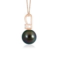 thumbnail image 2 of ANGARA Tahitian Cultured Pearl V-Bale Pendant in 14K Rose Gold for Women | June Birthstone, Birthday, Anniversary, Jewelry Gift for Women | Pearl Necklace, 2 of 8