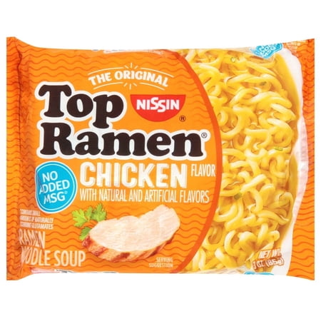 Nissin Foods Top Ramen Noodle Soup, Chicken Flavor, 3 oz Bag (1PACK)