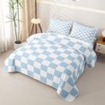 thumbnail image 3 of Homewish Contemporary Gingham Quilt Full, Minimalist Checkered Full Bedspread Sets, Light Blue, 3 of 7
