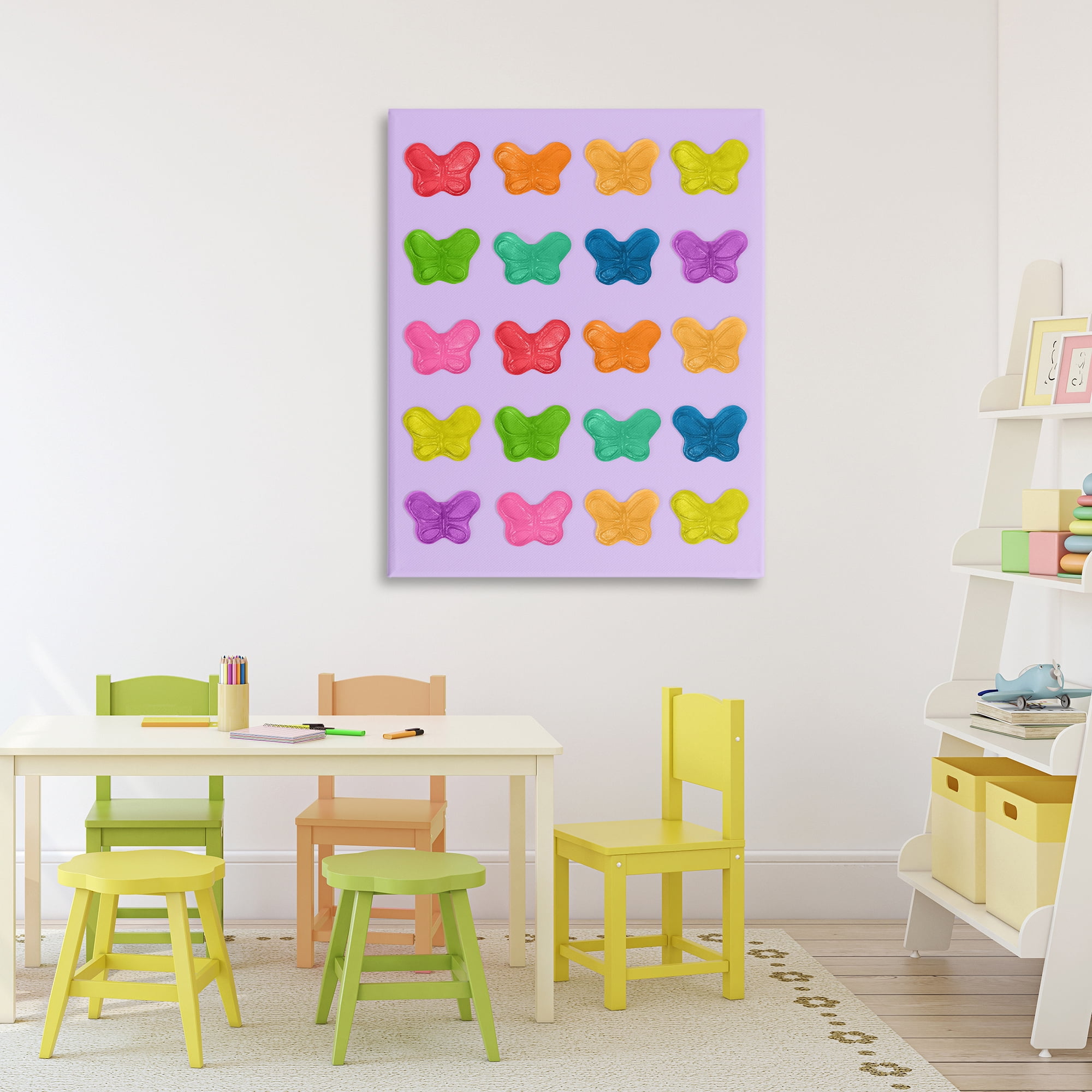 Stupell Industries Colorful Butterflies on Lilac Canvas Wall Art, design by LISH Creative