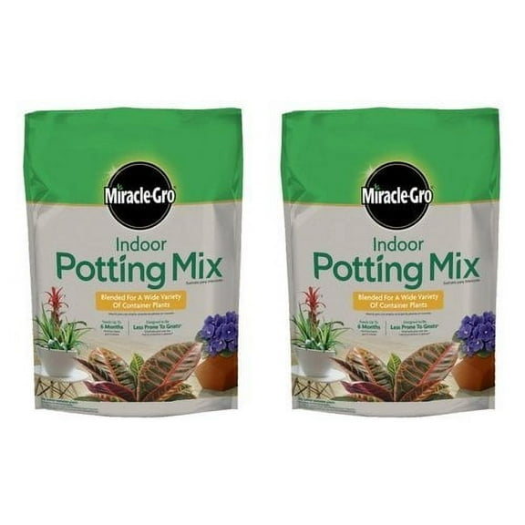 Miracle-Gro Indoor Potting Mix Soil, 6 qt, 2 Pack