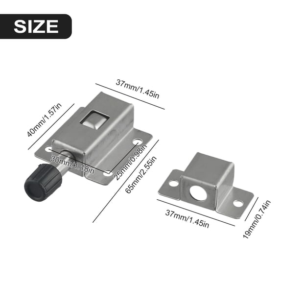 1Pc Stainless Steel Door Latch Sliding Lock Bolt Automatic Spring Latch