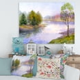 thumbnail image 2 of Designart ' Trees On The Bank Of River ' Lake House Canvas Wall Art Print, 2 of 3
