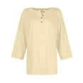 thumbnail image 5 of DENGDENG Womens 3/4 Sleeve Tops Plus Size Summer Elbow Tshirts Casual Crew Neck Button Down Tunic Tops Petite Three Quarter Length Blouses Trendy Loose Clothes Complexion 3XL, 5 of 5