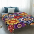 thumbnail image 4 of Boho Blue Flower Blanket Soft Cozy Warm Throw Blanket for Couch, Plush Fuzzy Flannel Fleece Blankets for Sofa, Spring Bohemia Chic Red Yellow Floral Bed Blankets Lightweight Gifts for Women, 30"x40", 4 of 9