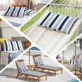 thumbnail image 5 of Navy Blue Aqua Striped Standard Size Pillow Cover, Pillowcase Protectors with Zipper, Breathable Decorative Throw Pillow Case Cover, Farmhouse Stripe Art Pillow Shams for Couch Sofa 20x26Inch, 5 of 8