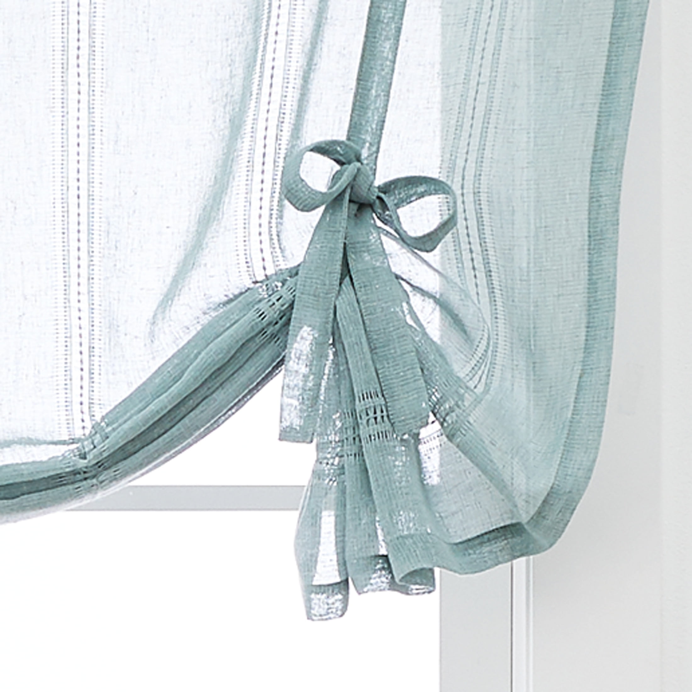 (2 pack) Better Homes & Gardens Specialty Stitch Single Curtain Balloon Shade, Green River, 42 in x 63 in