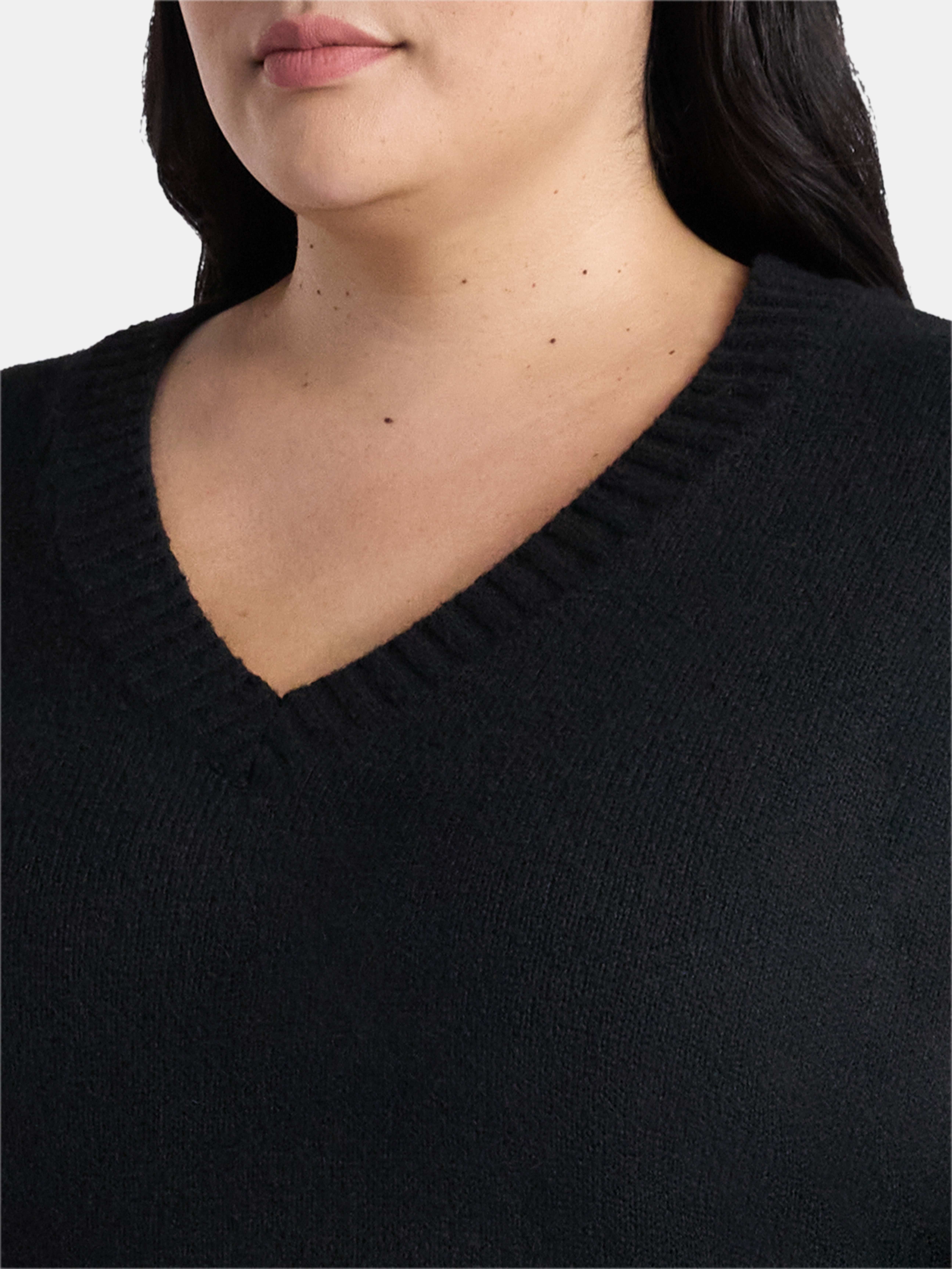 Terra & Sky Women's Plus V Neck Tunic Sweater, Lightweight, Sizes 0X-5X