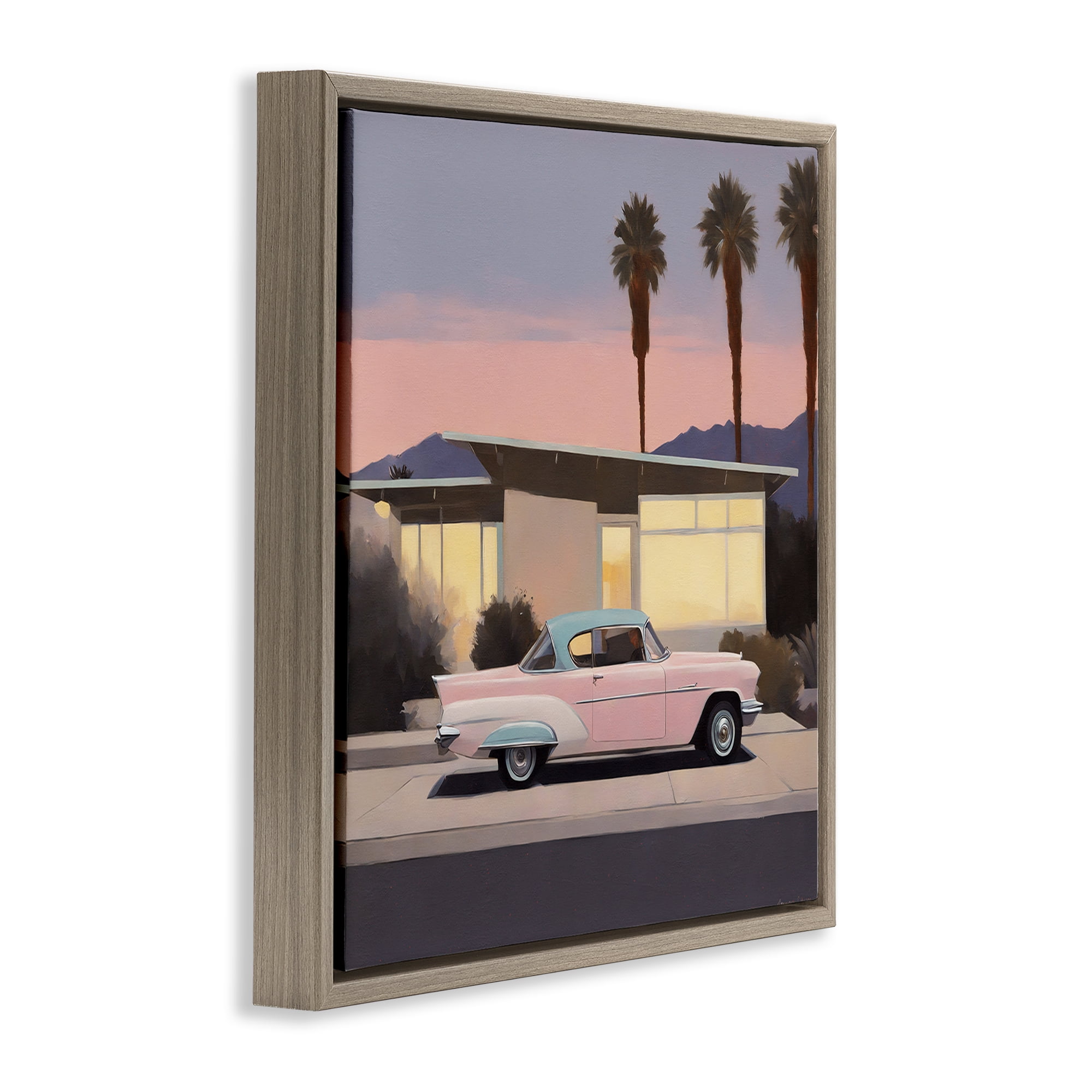 Stupell Industries California Classic Car Transportation Painting Brown Floater Framed Canvas Art Print Wall Art, 25 x 25