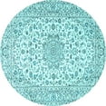 thumbnail image 1 of Ahgly Company Machine Washable Indoor Round Medallion Light Blue Traditional Area Rugs, 3' Round, 1 of 4