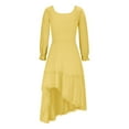 thumbnail image 5 of ATOGUTA Girls Fall Dress Long Sleeve Crew Neck Casual Holiday High Low Hem Dresses Size 5T-14, Yellow, 5 of 5