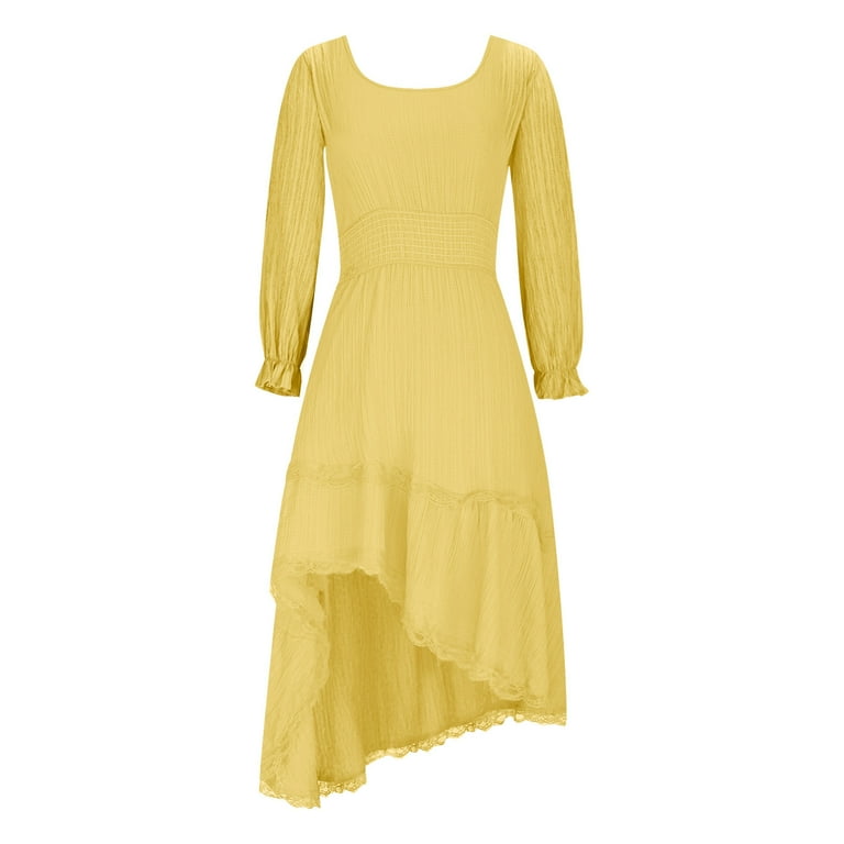 yellow fall dresses Custom Yellow Sheath Side Slit Elegant Unique Design Long Fall Bridesm –  SposaBridal main image 1