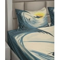 thumbnail image 6 of Ambesonne Ocean Fitted & Top Sheet Set with Shams, Cloudy Tropical Island, Beige Yellow Navy, 6 of 8