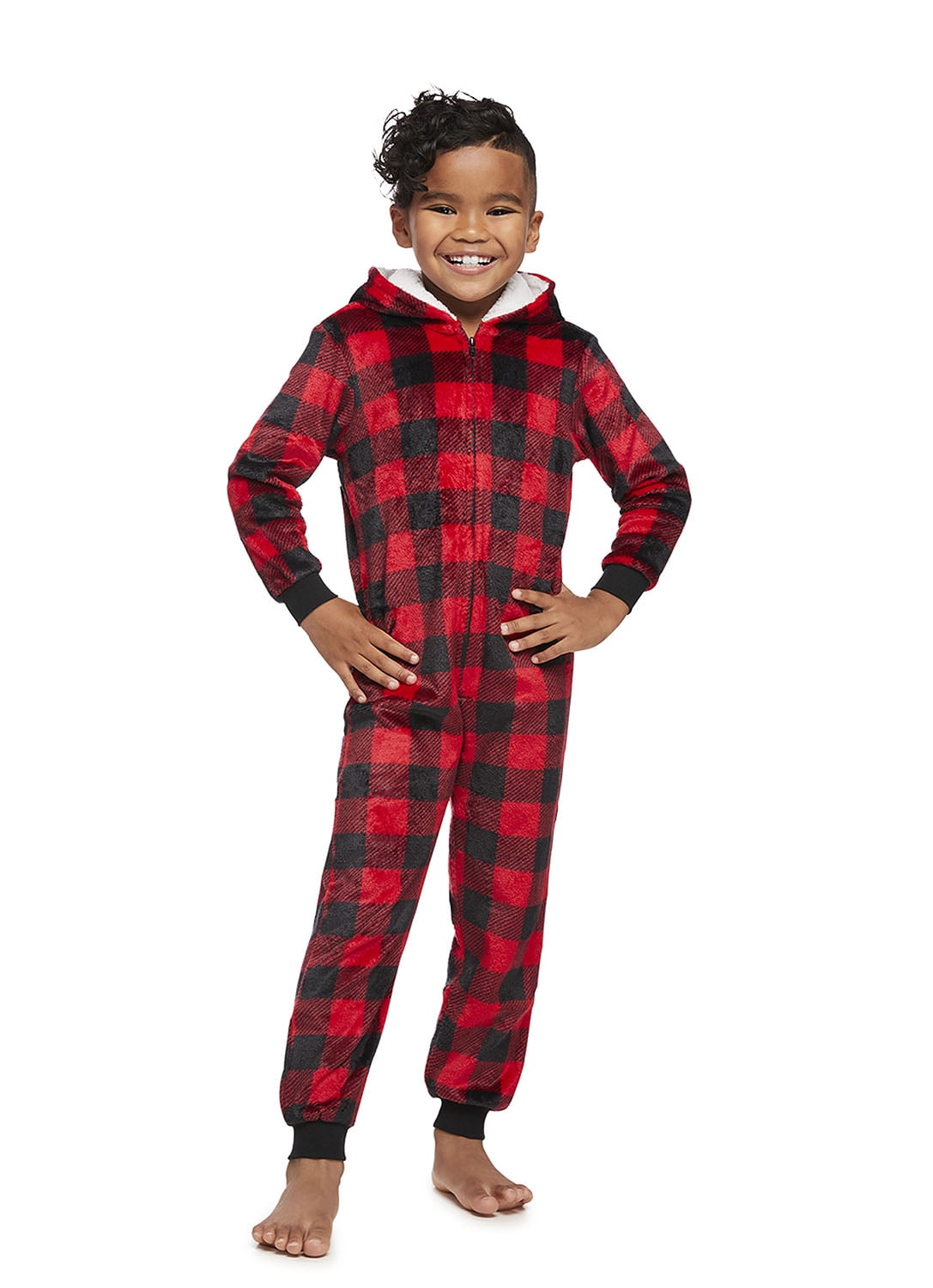 Jolly Jammies Boys or Girls Buffalo Plaid Matching Family Pajamas Union Suit, Sizes 4-16