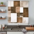 thumbnail image 5 of Brown Geometric Sheer Curtains 54 Inches Long, Vintage Oil Painting Contemporary Light Filering Curtains, Breathable Simi Curtain Privacy Drapes for Kitchen Bathroom Small Window Treatment, 5 of 9