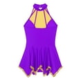 thumbnail image 6 of Zaldita Women Shiny Sequin Gymnastic Leotard Lyrical Dance Dress Figure Skating Dress Purple M, 6 of 7