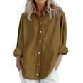 thumbnail image 2 of Yellow Women Shirts, Womens Daily Casual Linen Shirts Long Sleeve Shirts Tops Casual Blouses Loose Fit Shirt,Women Shirts 4XL, 2 of 6