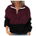 thumbnail image 2 of Fanxing 1/4 Zip Pullover for Women Fleece Lined Long Sleeve Sweatshirt Casual Plush Fluffy Zipper Pullovers Tops Activewear S/M/L/XL/XXL/XXXL/XXXXL/XXXXXL, 2 of 6