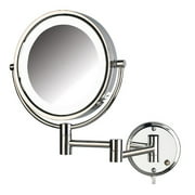 Jerdon HL88CL 8.5-Inch LED Lighted Wall Mount Makeup Mirror with 8x Magnification Chrome Finish