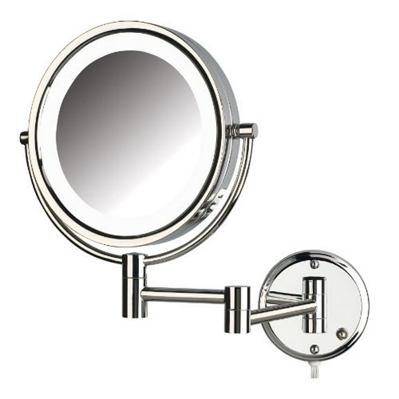 Jerdon HL88CL Miroir de Maquillage à Montage Mural Éclairé de 8,5 Pouces avec 8x Grossissement Chrome
