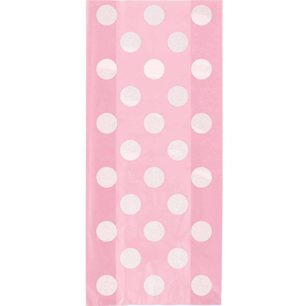 Light Pink Polka Dot Cellophane Party Bags, 11in x 5in, 20ct Walmart