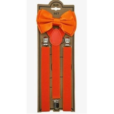 Baby Toddler Kids Children Boys Girls Orange Bow Tie Suspender Set Bowtie   Suspenders