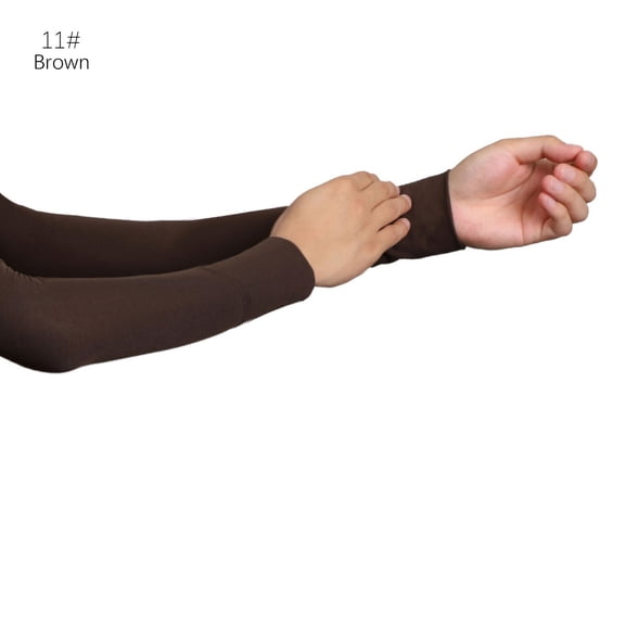 Nvzi Brown sun protection sleeves -2 pairs, 17.32 x 3.54 inches suitable for both men and women, elastic sports arm sleeves, suitable for cycling, golf, and driving sun protection