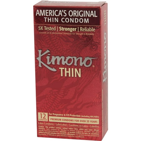 Kimono Thin Lubricated Latex Condoms - 12 ct